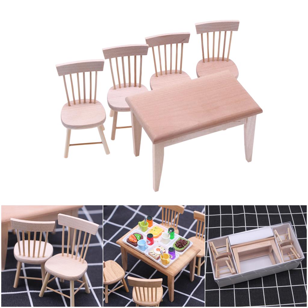 Handcrafted Miniature Wooden Table And Chair Set For Dollhouse Creative Play And Dining Room Scene Display Accessory