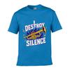 I Destroy Silence Trumpet Flame Grap Loose Vintage Distressed Washed Casual Tee