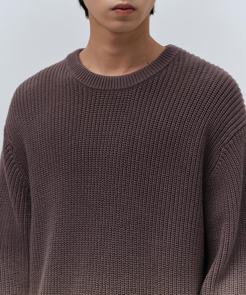 MUSINSA STANDARD Gradient Ribbed Crew Neck Knit [Brown]