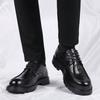 Black Leather Shoes Men's Business Dress Autumn and Winter Young People British Casual Soft Sole Heightening Wedding Shoes Men's