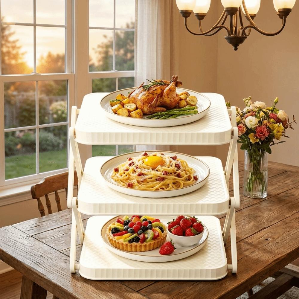 3-Layer Dish Storage Stand Multi-functional Kitchen Plate Organizer Holder Meal Prep