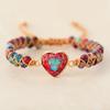Каменное сердце плетеный макраме браслет на запястье Femme женские ювелирные изделия аксессуар
