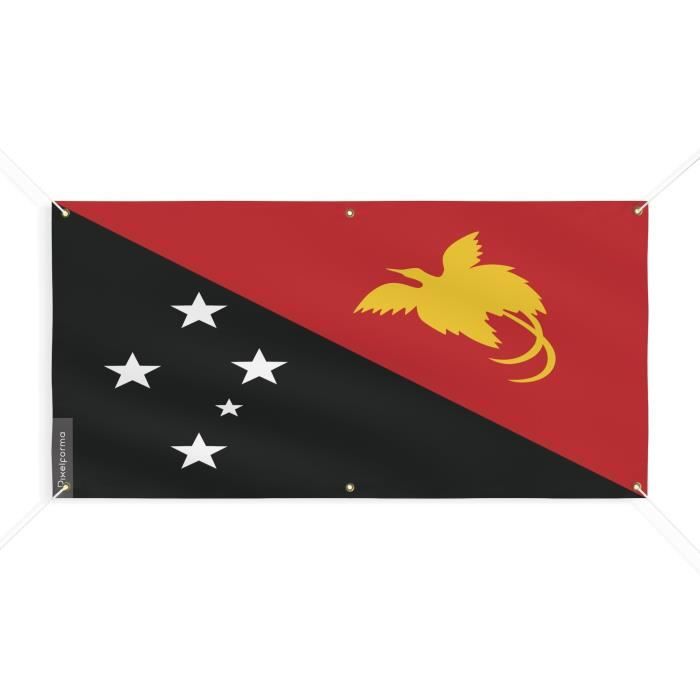 Bannière Drapeau de la Papouasie-Nouvelle-Guinée 6 Oeillets 150x300cm en polyester
