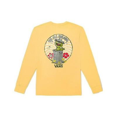 Vans Футболка с длинным рукавом и круглым вырезом с принтом «Улица Сезам» унисекс, желтые VN000BPWNB2