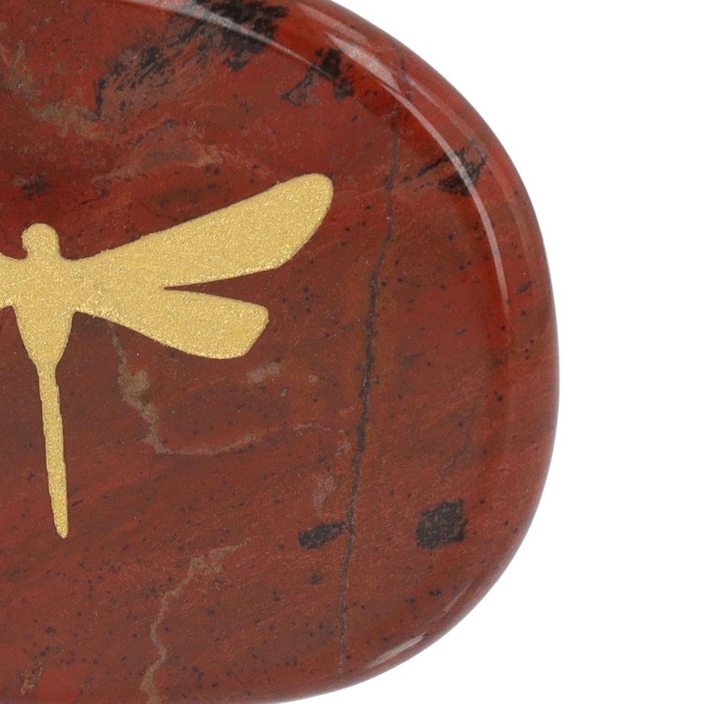 Gold Worry Stone Carved Dragonfly Balance Stone Hardwearing Palm Stone Home Office