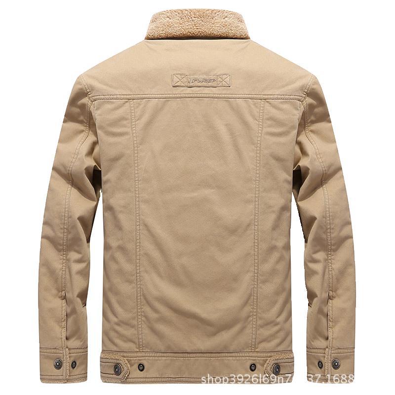 Мужская теплая куртка с лацканами из хлопкового промытого хлопка из ягненка и кашемира