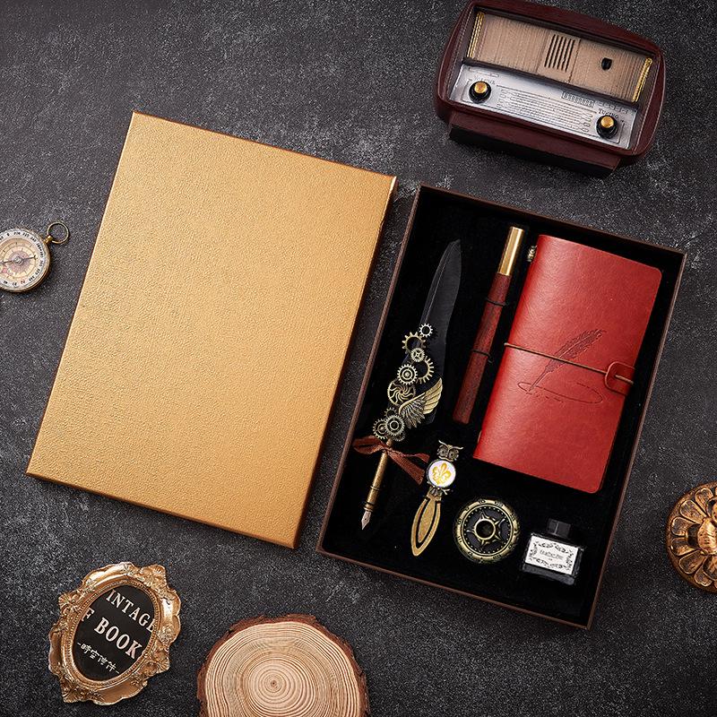 Ретро Европейский набор перьевых ручек с перьями, в механическом панк-стиле и с печатью из сургуча - Идеальный подарок на день рождения