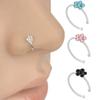 Women Rhinestone Inlaid Flower Shape Nose Ring Body Piercing Jewelry
