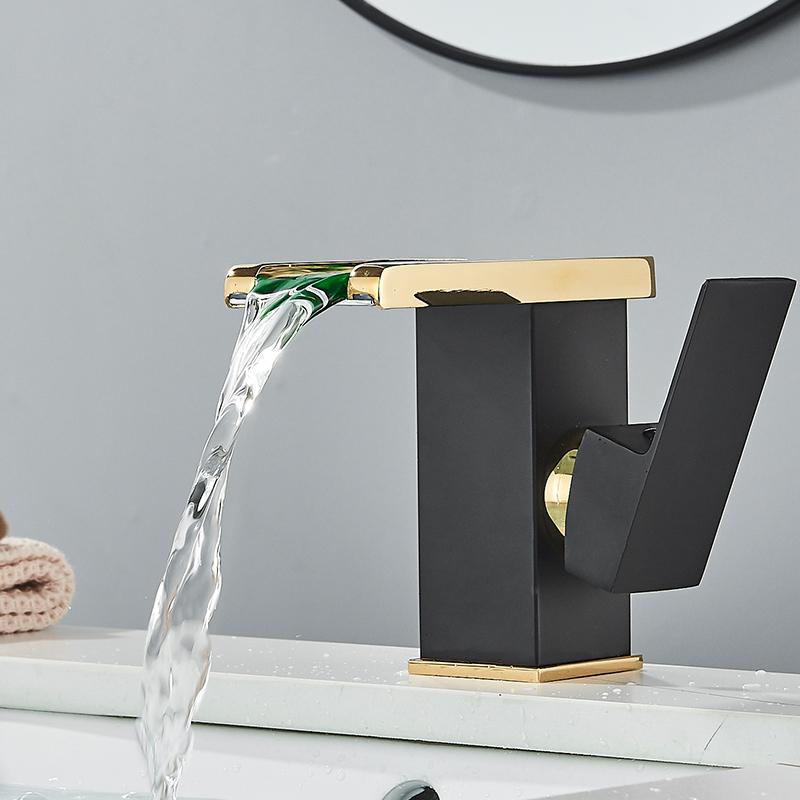 Смеситель для раковины Blackgold для ванной комнаты с одной ручкой и одним отверстием в форме буквы «С», смеситель для туалетного столика с горячей и холодной водой