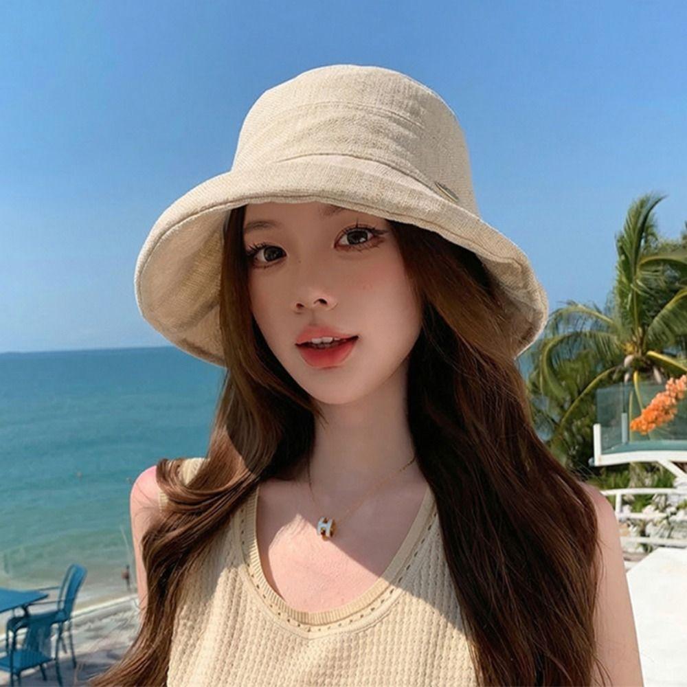 Solid Color Summer Sun Hat Rolled Edge Basin Hat Casual Bucket Hat Travel