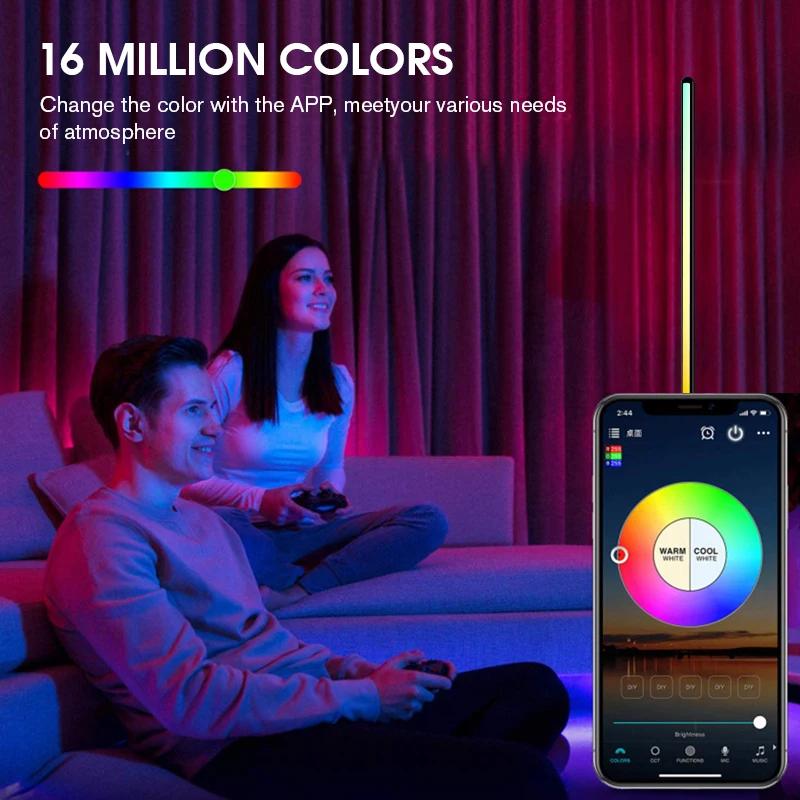 Xiaomi 2 шт./1 шт. Светодиодный напольный светильник, 160 см/63 дюйма, RGB-светильник для угла, работает с приложением/пультом дистанционного управления, умный угловой светильник с 16 миллионами цветов DIY,
