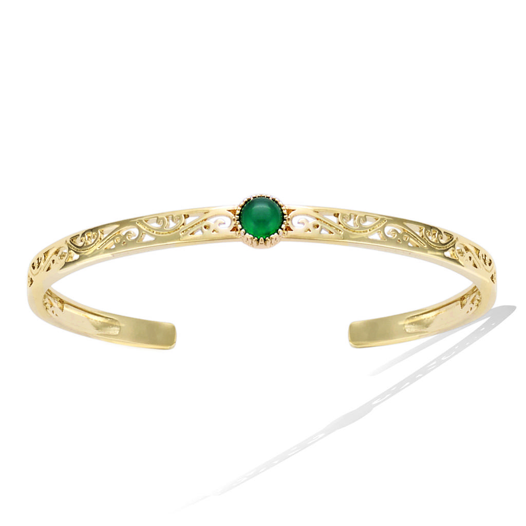 Les Trésors De Lily [R3437] - Gold Plated Bracelet 'Cléopatra' Golden Green - 55 Mm - 6 Mm