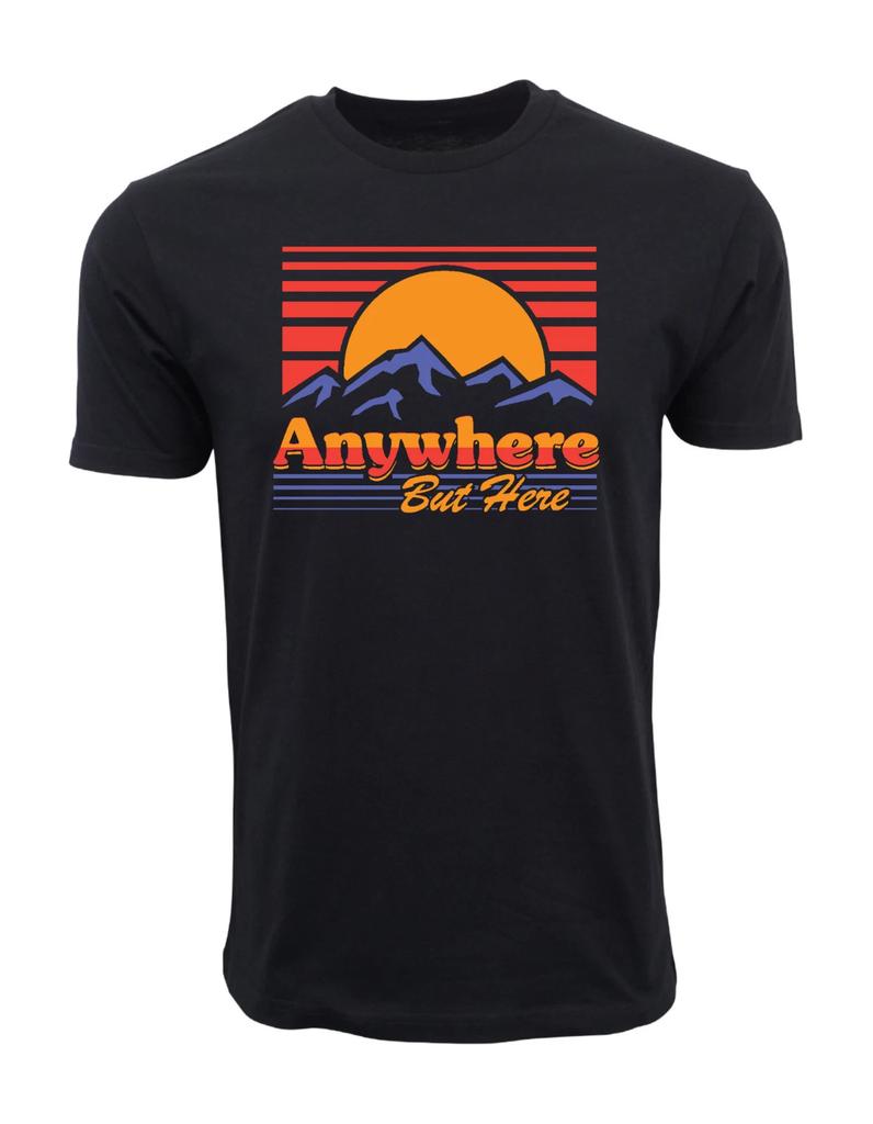 Unisex Adult Casual Graphic ANYWHERE BUT HERE EXPLORE T SHIRT T-Shirt