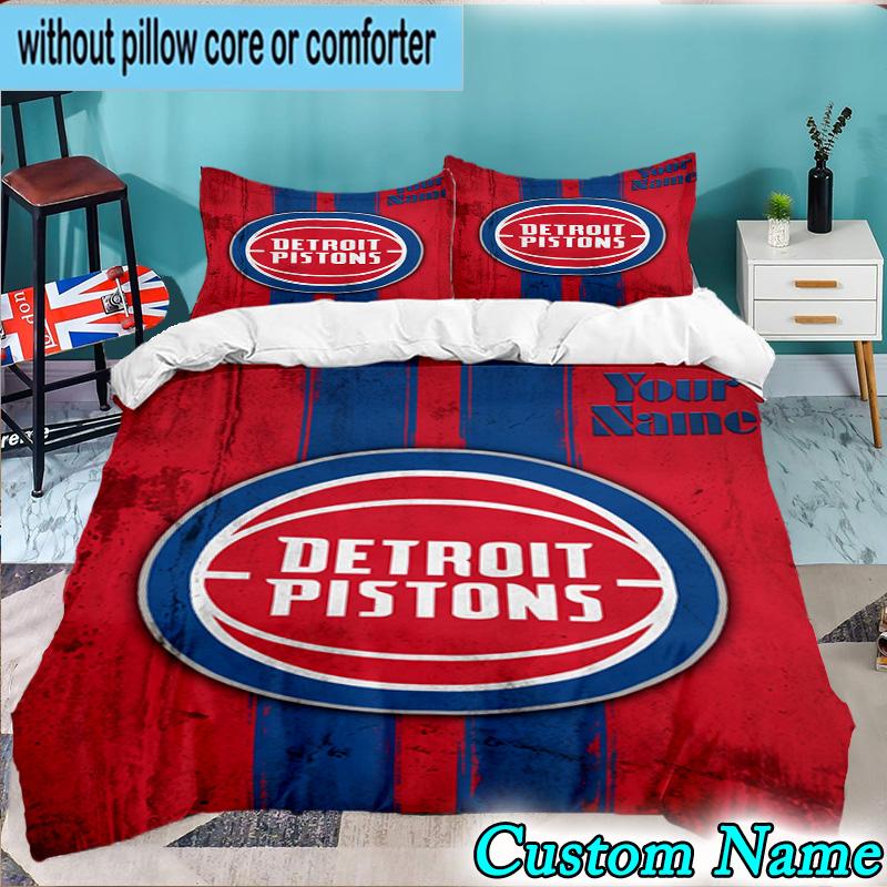 Custom Name 3PCS Pistons Detroit Logo Bedding Set,Including Duvet Cover And 2pcs Pillowcases Perfect for Bedroom,Dormitory,Fan Christmas gift