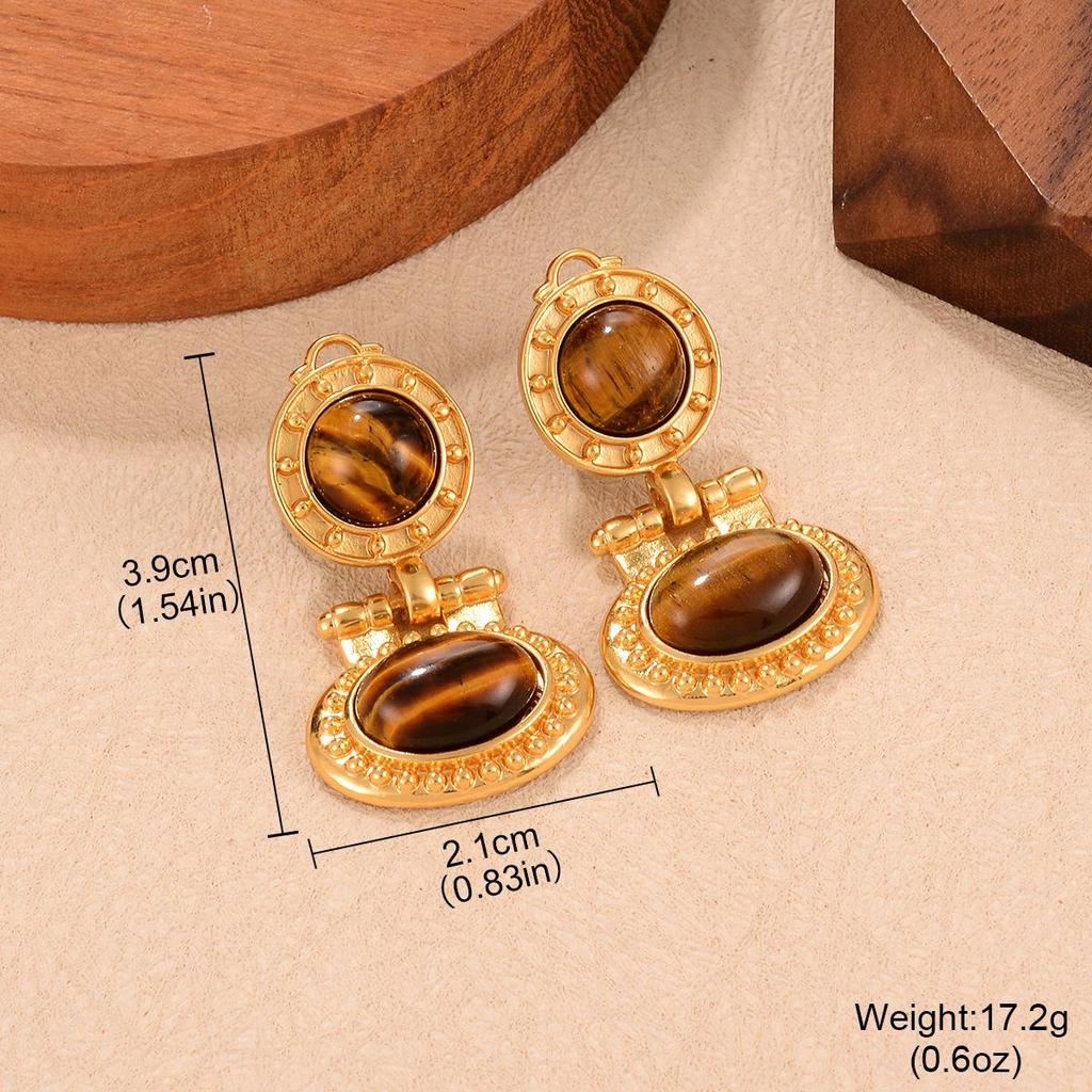 Maillard Осень/Зима Высококлассные Геометрические Серьги с Кисточками из Тигрового Глаза