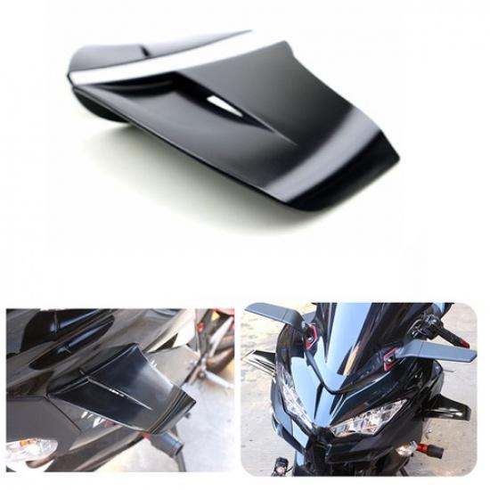 Motorcycle Winglets Air Deflector Wing Kit Spoiler Gloss Black Decor Stickers