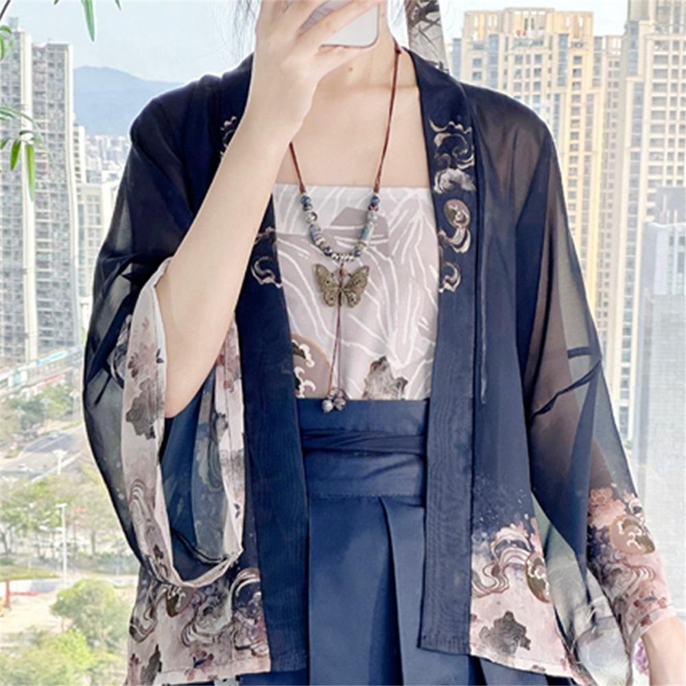 Ханьфу в стиле династии Сун для женщин, плиссированная юбка, повседневный комплект, весна и осень