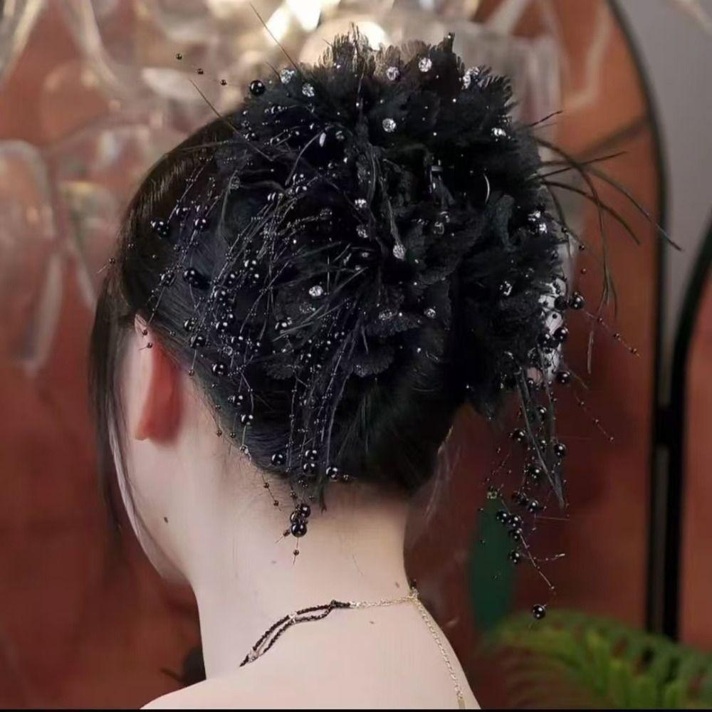 Tassel Grasping Clip Peony Flower Hair Claw Fashion Flower Hairgrips Women