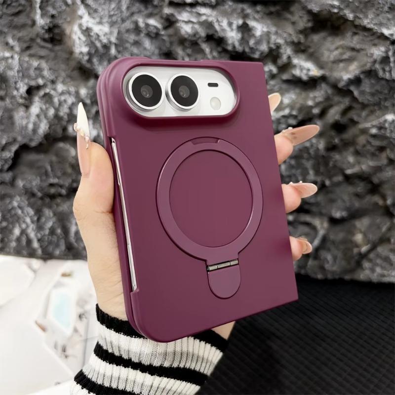 Luxury Frosted PC Magnetic Rotating Stand Phone Case For iPhone Duo 18 Ultra Shockproof Armor Solid Color Protective Back Cover