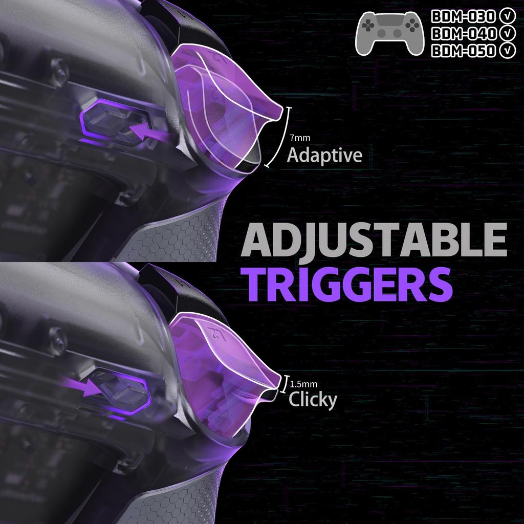 eXtremeRate RISE4 Plus MAX Back Paddle Kit for PS5 Controllers 040 with Bottom Clicky Trigger Stops Rubber Remappable Back Button Kit for PS5