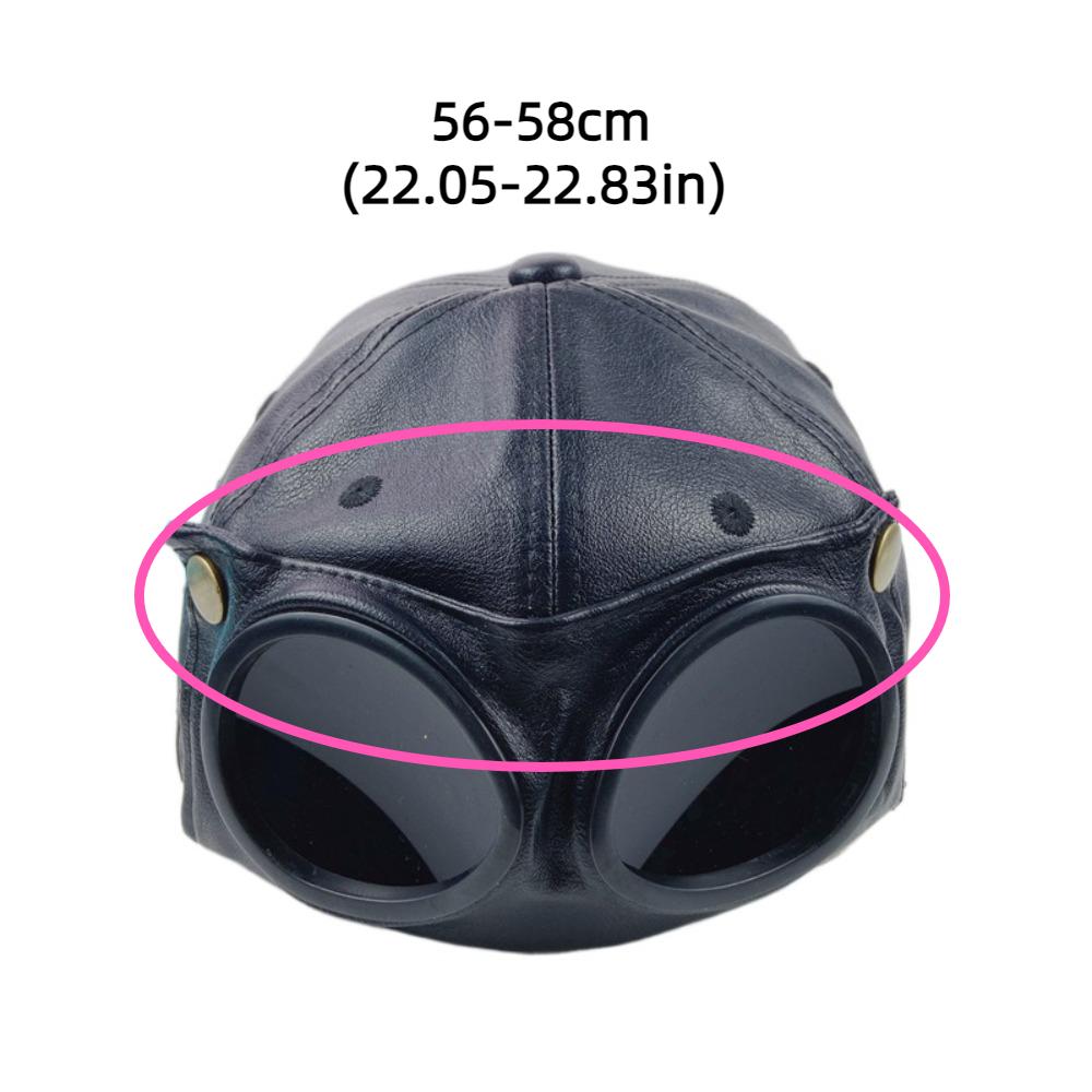 Simple PU Leather Sunglasses Hat Personality Streetwear Peaked Cap Korean Style Handsome Pilot Glasses Hat Women