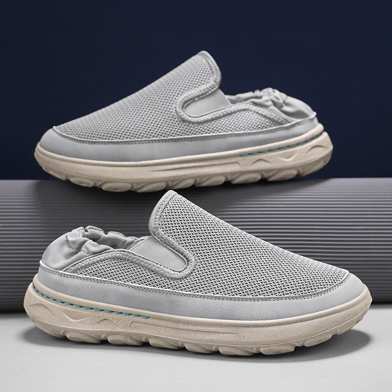 Mesh one-pedal lazy men's shoes 2025 new spring casual trendy shoes men's thick-soled breathable dad shoes men's