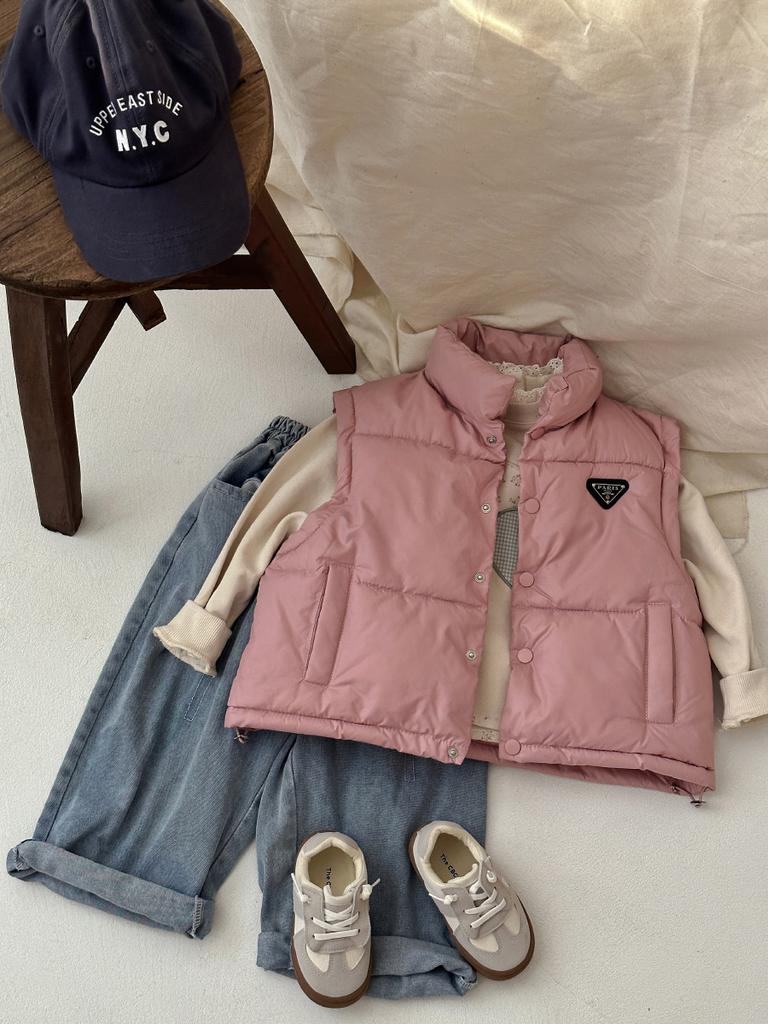 2024 Winter Kids Vests Waistcoats Thicken Warm Down Outerwear Coats Toddler Vest Lightweight Girls Boys Jacket Korea Style