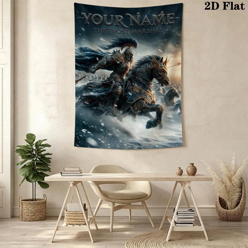 Name Custom Epic knight Wall Tapestry Aesthetic Wall Hanging Printed Fabric Blanket Decorative Tapestries for Bedroom Living Room Home Decor