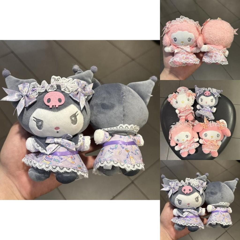 Hello Kitty Kuromi My Melody Lolita Dress Up Plush Doll Pendant For Backpack Charm