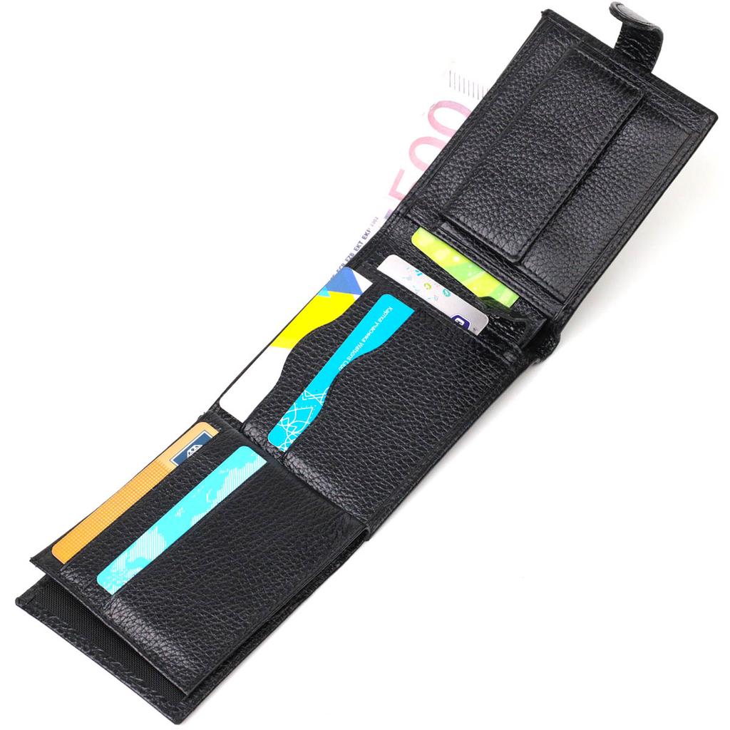 Горизонтальное портмоне для мужчин из натуральной зернистой кожи BOND-WALLET 22059 Черный