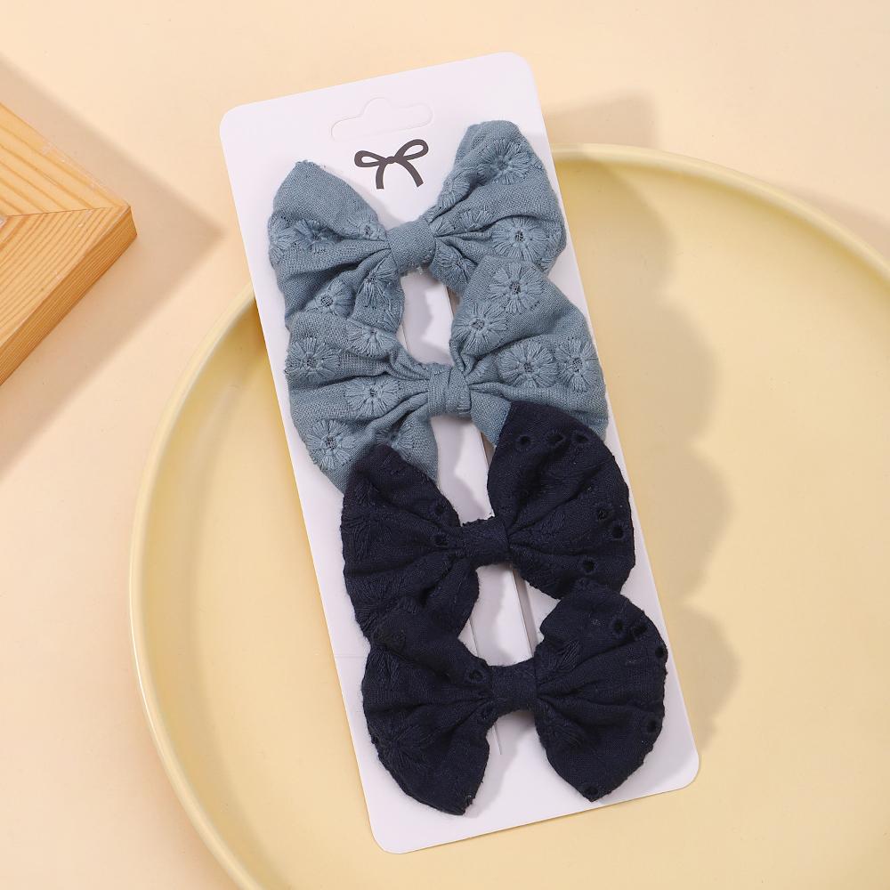4Pcs/Set Sweet Hair Bows Hair Clip Children Lovely Bowknot Hair Pins for Baby Girls Hair Accessories Print Hollow Hairgripe Gift