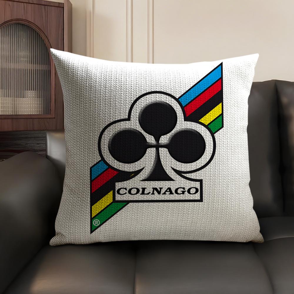 Подушка с логотипом гоночного велосипеда Colnago Летний лен Органическая ткань Двусторонняя печать Наволочка для диванной подушки Домашний декор