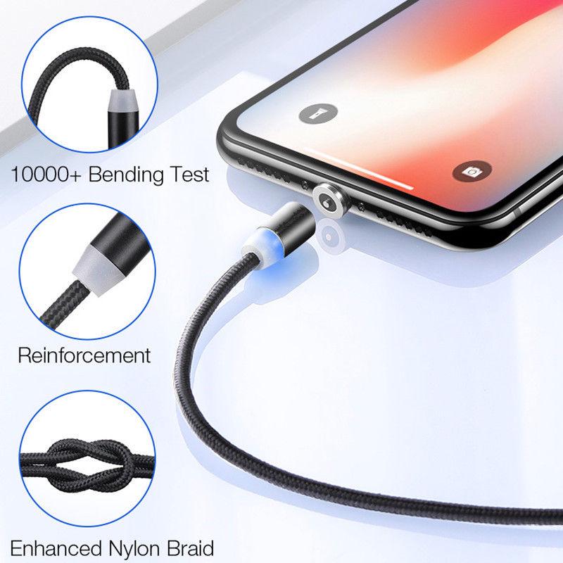 1M 2M Magnetic Micro USB Type C iOS Quick Charger Cable For iPhone X 5 6 7 7 Samsung S4 S5 Moto