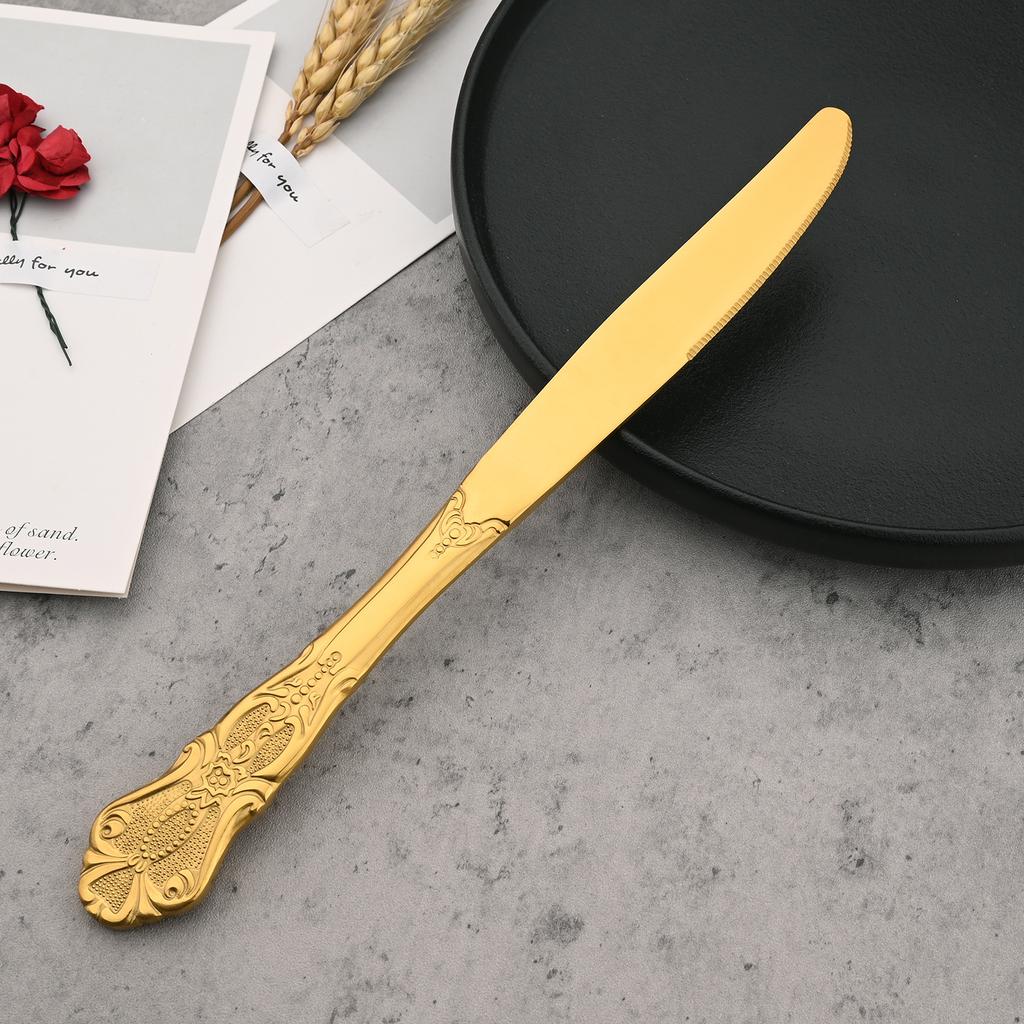 Набор столовых приборов из зеркальной полированной нержавеющей стали, 24 шт., посуда в стиле Crown Court, винтажная форма, кухонное и ресторанное серебро