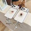 Белый кожаный чехол-кейс для IPhone 17 16 15 14 13 Pro Max Plus с красным цветком и кружевным бантом, с ремешком на запястье