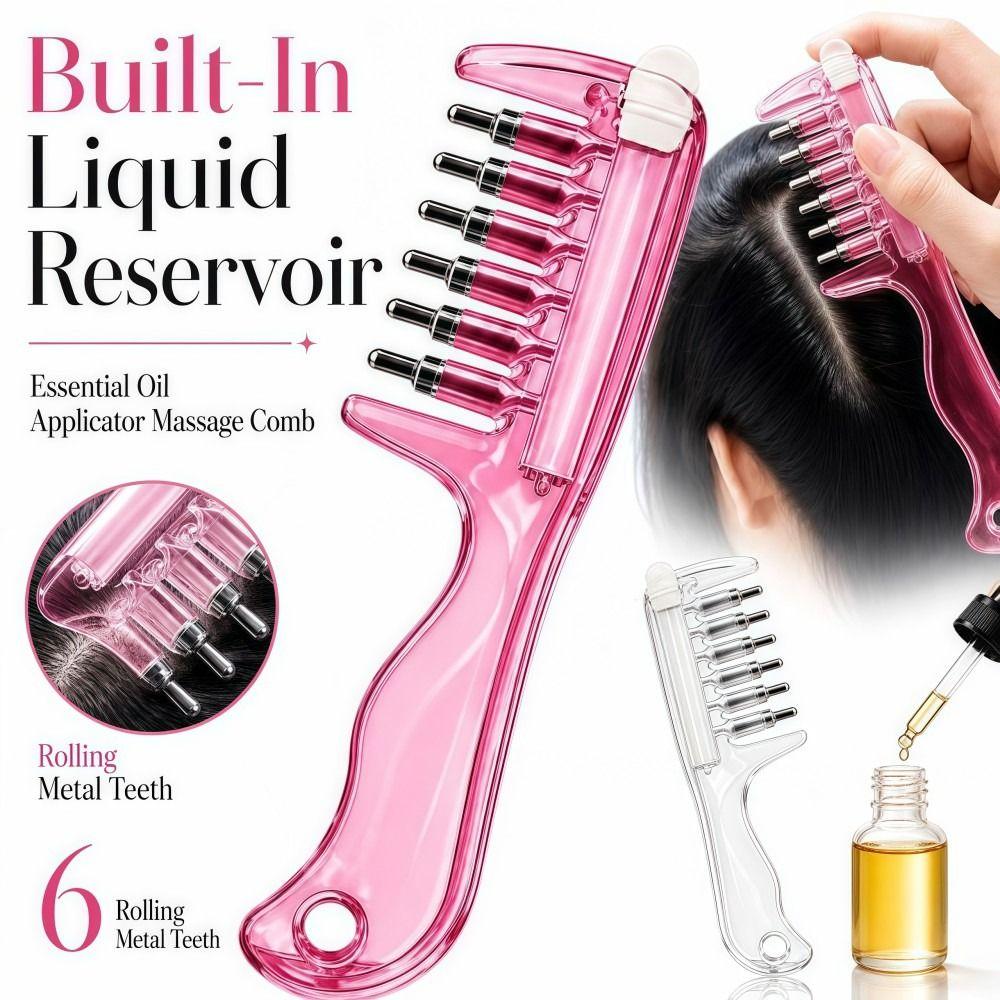 6-Tooth Essential Oil Applicator Massage Comb Liquid Guiding Scalp Massager Comb Hair Care Tool