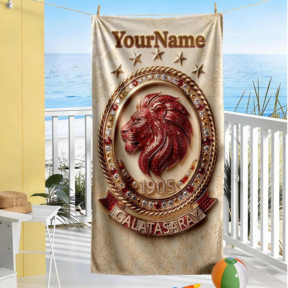 Galatasaray Personalized Name Beach Towel High Absorbency Quickdry Perfect For Traveling Yoga Camping And Swimming