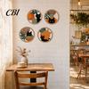 Minimalist Cat Artwork 4Pcs Black Wall Decor Set, Boho Cartoon Hanging Art, Room Farmhouse Rustic Wooden Plants Sign for Bedroom Living Office Animal
