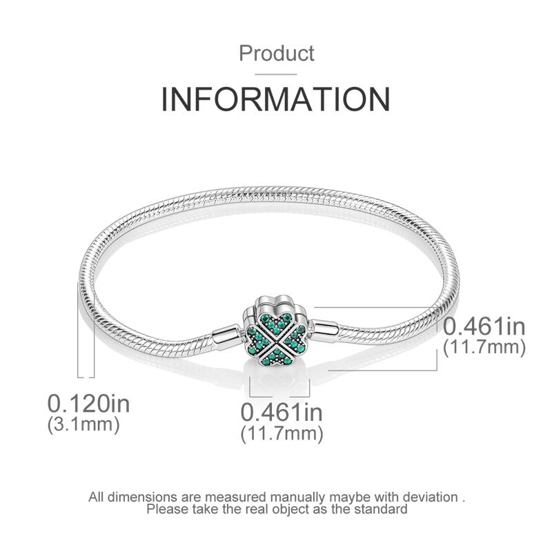 Bracelets copper Authentic 1720CM Compatible With Do It Yourself Charm Bead Charms Star Shape Moon Sun Four Leaf Shamrock Green Zircon Bracelets Jewe