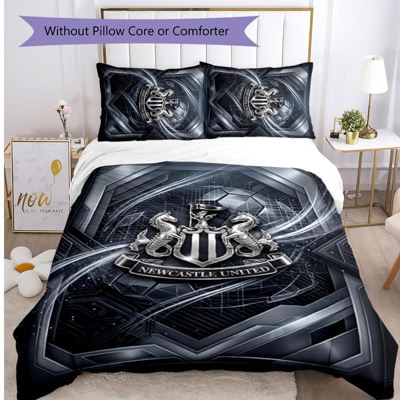 Newcastle United Football Printed 3 Pieces Bedding Set, Comfortable Skin Friendly Bedroom Duvet Cover Set