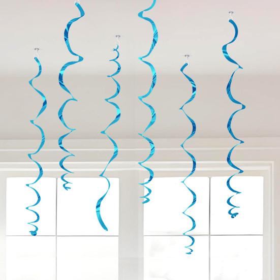6 Pcs Colorful Ceiling Swirl Foil Decorations Plastic Hanging Spiral Streamers for Wedding Birthday Graduation New Year Party Decoration