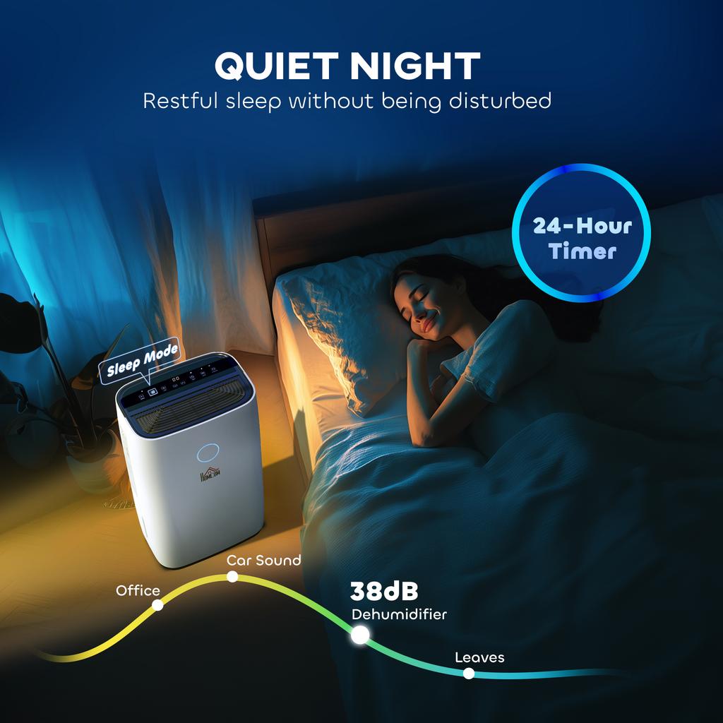 16L/Day Portable Dehumidifier for Home, with LED Screen, Sleep Mode, 24H Timer, 4L Water Tank