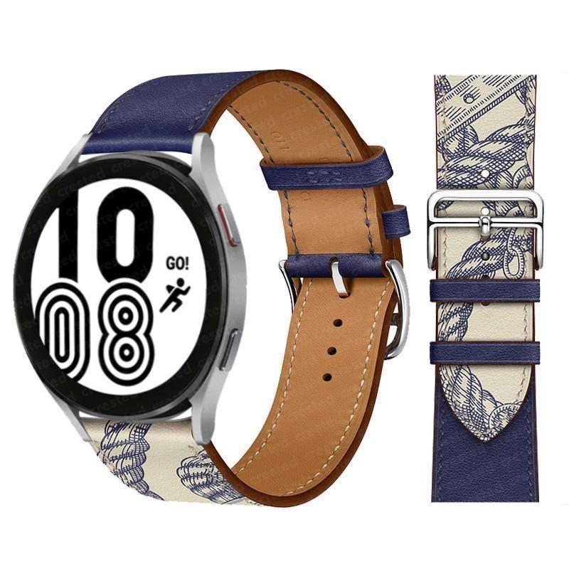 20 22 мм ремешок из натуральной кожи для Samsung Galaxy Watch 6 classic 43 мм 47 мм 5 6 7 FE 4 40 мм 44 мм classic 4 42 мм/46 мм 3 45 мм 41 мм Gear S2 S4 S3