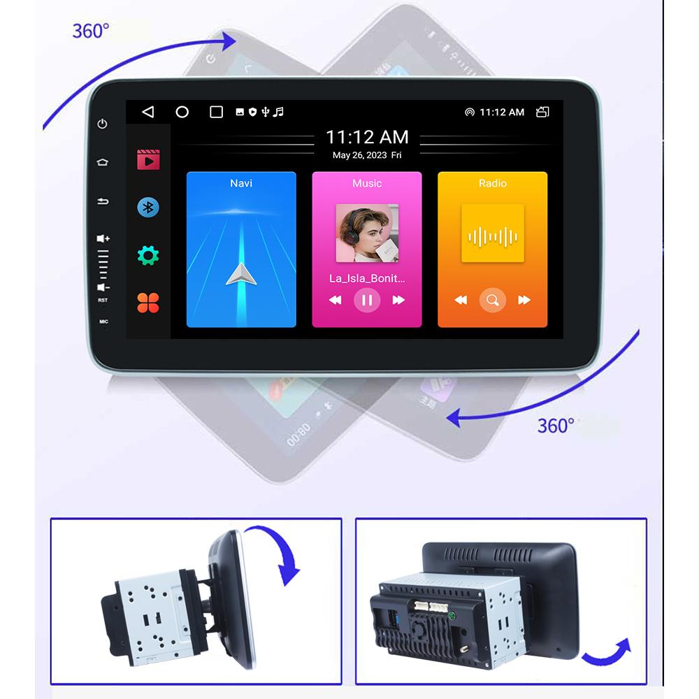 Reakosound 10,1-дюймовая автомобильная стереосистема Carplay, универсальная 2Din Android-радио, вращающийся на 360 градусов экран, мультимедийный проигрыватель, авторадио, аудио RDS DSP