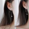111 Серьги-гвоздики 'Серебряная Игла' с цветочным дизайном 'Алмазный Цветок' Высокотемпераментные Милые Серьги с Кисточками Женские Свежие Модные Длинные Серьги