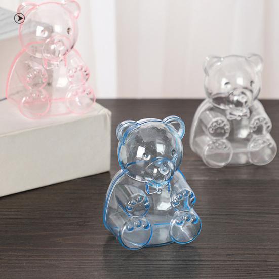 2 шт. Милые Конфетницы в Форме Медвежонка Прозрачные Контейнеры для Сладостей Заполняемые Многоразовые Праздничные Подарочные Коробки для Конфет для Девичника Свадьбы Рождественской Вечеринки Подарки Гостям