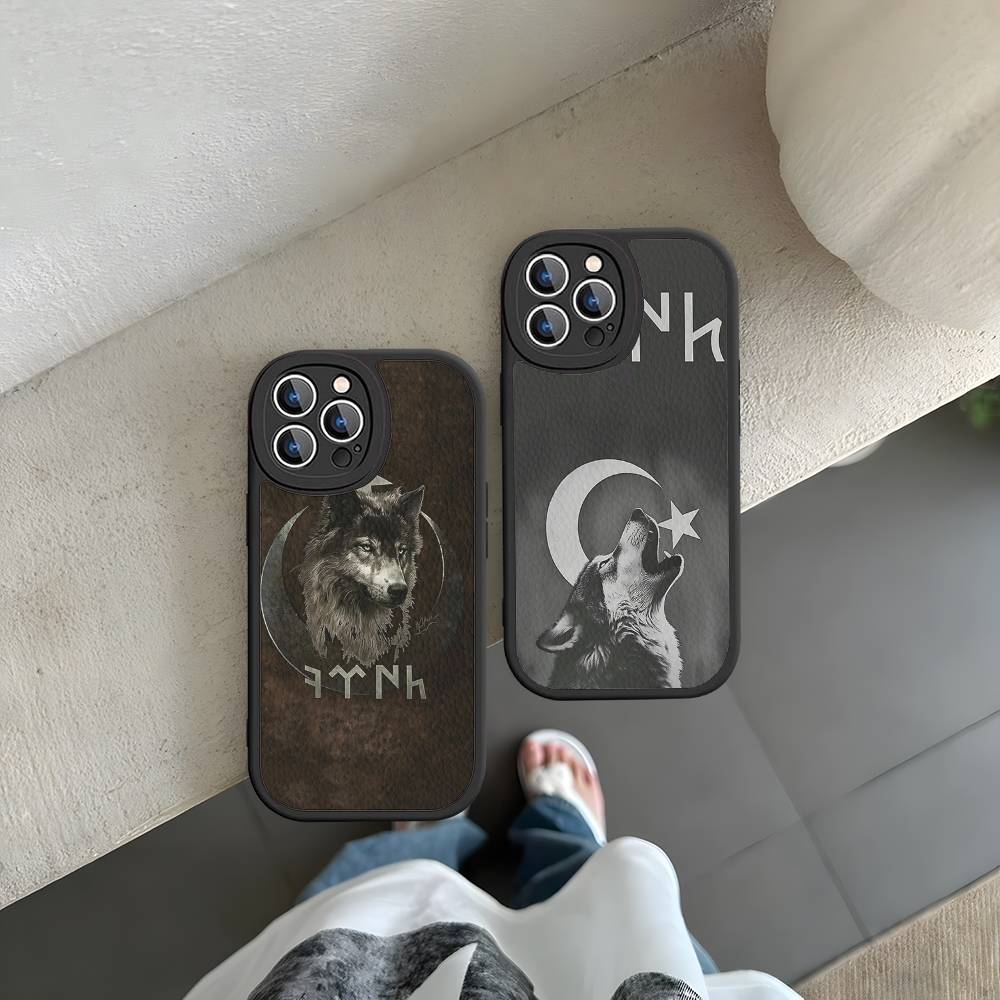 Чехол из кожи для телефона Turk Wolf Turkey Flag для iPhone 16 15 14 13 12 11 Pro Max Plus Ударопрочный чехол