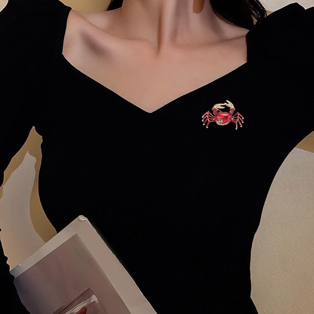 Брошь в форме краба с эмалью в стиле ретро — изысканная булавка из сплава, значок на лацкане костюма, ювелирный подарок, аксессуары для женского пальто