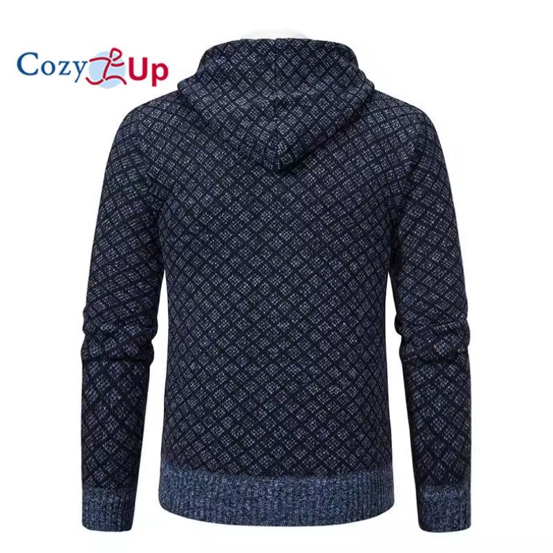 Cozy Up Мужской повседневный тонкий кардиган с капюшоном и полной молнией, свитер на осень и зиму, простой