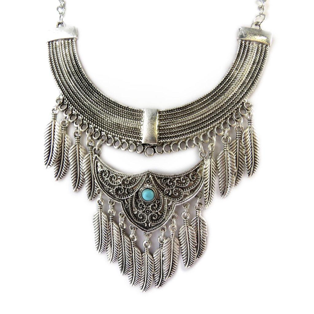 Les Trésors De Lily [N7307] - Antiqued Silver Turquoise 'Navajos' Designer Necklace